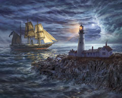 The USS Kearsarge Passing Portland Head Light in 1861