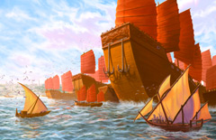 The Ming Treasure Fleet Arriving at the Port of Mogadishu on the Swahili Coast